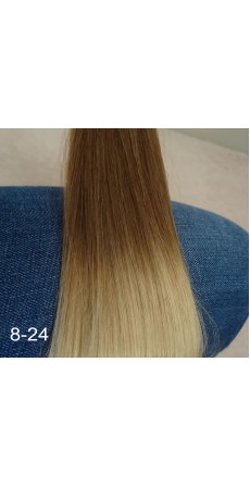 110 Gram 18" Hair Weave/Weft Colour #8/24 Light Brown to Golden Blonde Dip Dye/Ombre (Full Head)